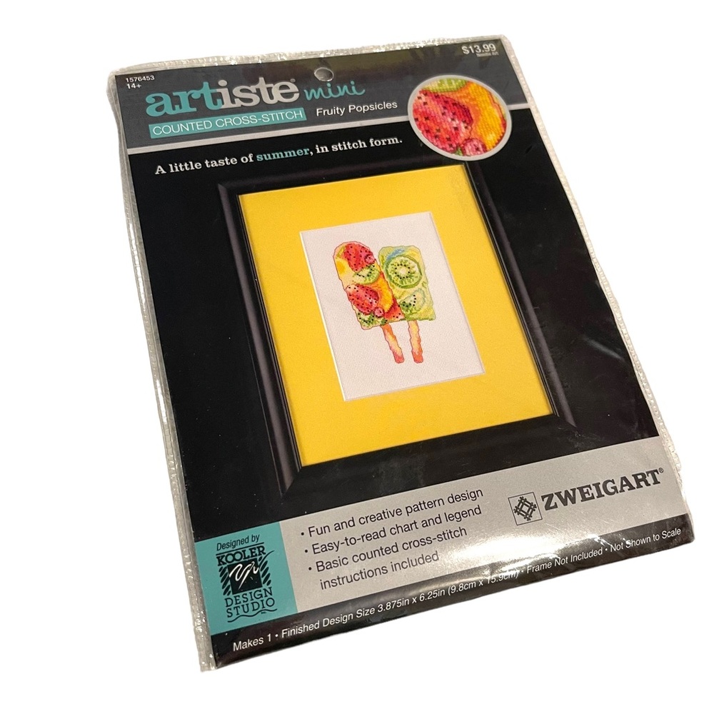 Fruity Popsicles mini counted cross stitch kit Artiste Zweigart